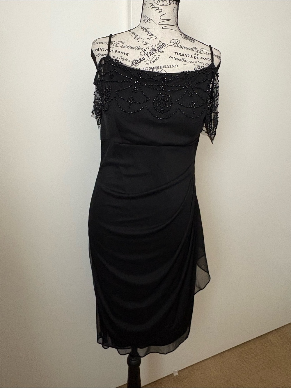 Elegant Black off the Shoulder Beaded Evening Dress